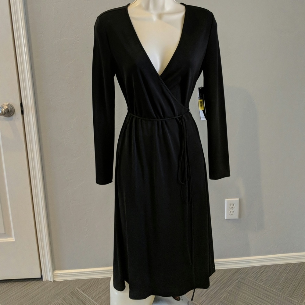 Antonio Melanie NWT Sexy Black L/S Wrap Dress